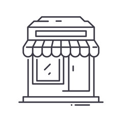 Store icon, linear isolated illustration, thin line vector, web design sign, outline concept symbol with editable stroke on white background.
