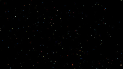 Abstract background blur confetti particles glow in black space - particles abstract background concept