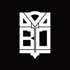 BD Logo monogram with shield emblem shape design template