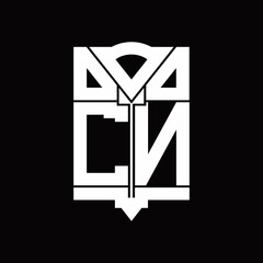 CN Logo monogram with shield emblem shape design template