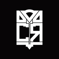 CR Logo monogram with shield emblem shape design template