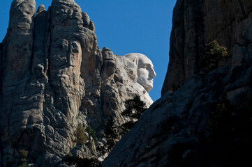 Close up of George Washington's head on Mount Rushmore