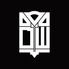 DW Logo monogram with shield emblem shape design template