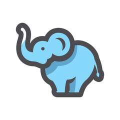 Blue funny Elephant Vector icon Cartoon illustration