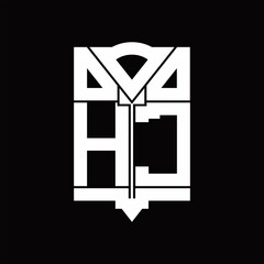 HC Logo monogram with shield emblem shape design template