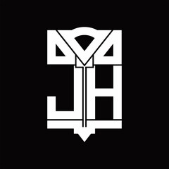 JH Logo monogram with shield emblem shape design template