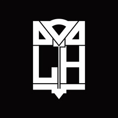 LH Logo monogram with shield emblem shape design template