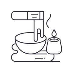Relax treatment icon, linear isolated illustration, thin line vector, web design sign, outline concept symbol with editable stroke on white background.