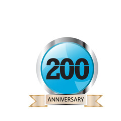 200 Year Anniversary Logo Vector Template Design Illustration