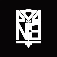 NB Logo monogram with shield emblem shape design template