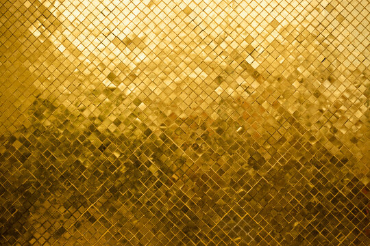 Gold tile mosaic wall glitter background texture Luxury and Elegant