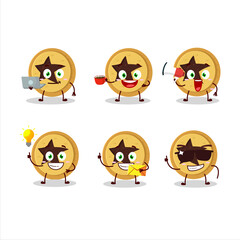 Bread star cartoon character with various types of business emoticons