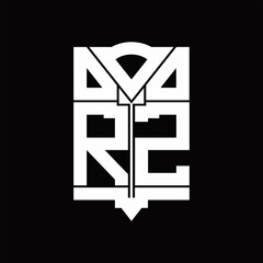 RZ Logo monogram with shield emblem shape design template