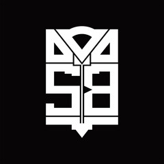 SB Logo monogram with shield emblem shape design template