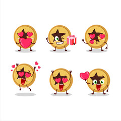 Bread star cartoon character with love cute emoticon