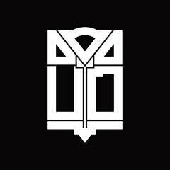 UD Logo monogram with shield emblem shape design template