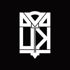 UK Logo monogram with shield emblem shape design template