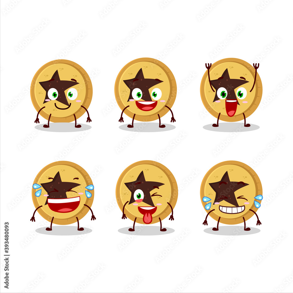 Sticker Cartoon character of bread star with smile expression