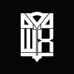 WX Logo monogram with shield emblem shape design template