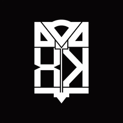 XK Logo monogram with shield emblem shape design template