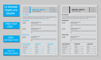 Personal modern and clean cv resume template design