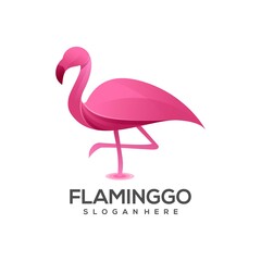 Flaminggo logo design vector with gradient color design vector