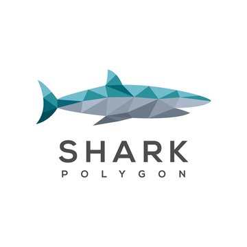 Shark logo design polygon triangle design vector
