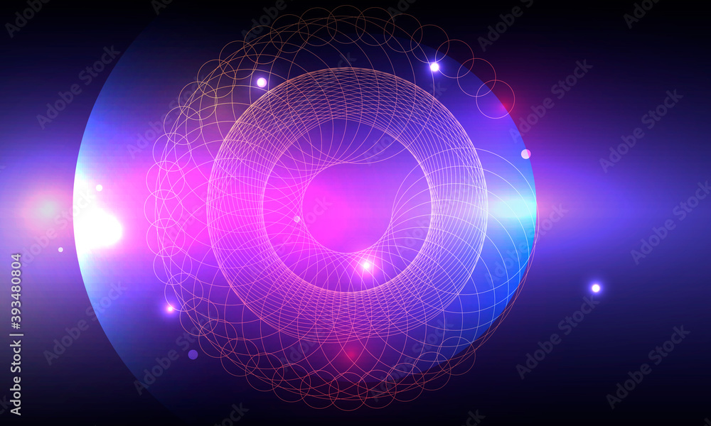 Poster modern banner. circular glow. digital technology background. bright color. glow effect