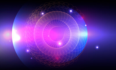 Modern banner. Circular glow. Digital technology background. Bright color. Glow effect