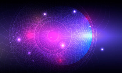 Modern banner. Circular glow. Digital technology background. Bright color. Glow effect