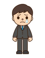 泣く スーツ 男性