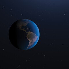 Earth in Space 3d  Render America Continent Background  Square
