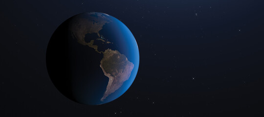 Earth in Space 3d  Render America Continent Background
