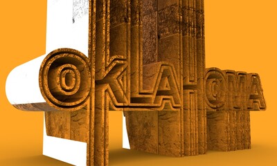 Image relative to USA travel. Oklahoma state name in geometry style design. Creative vintage typography poster concept. 3D rendering