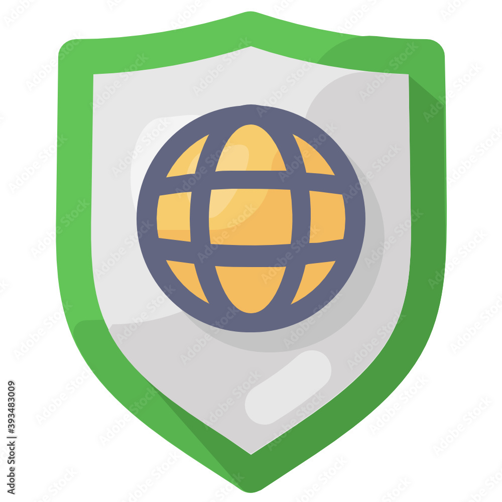 Wall mural globe inside shield depicting internet security icon