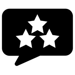 
Stars inside chat bubble, customer feedback icon
