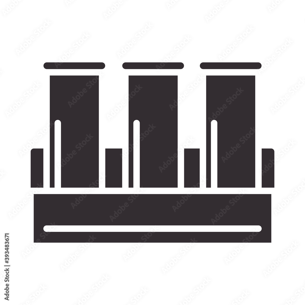 Poster biology chemistry test tube in rack science element silhouette icon style