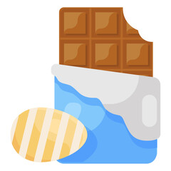 
Chocolate with easter egg, flat icon of easter sweets

