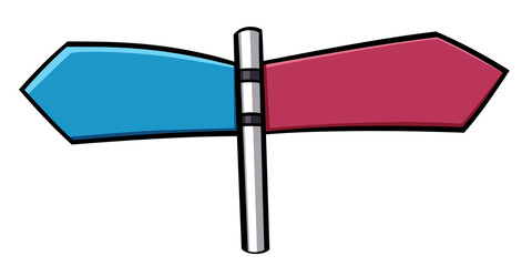 Obraz premium Right and Left Direction signs doodle 