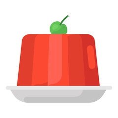 
A sweet pudding with topping, coagulated dish 
