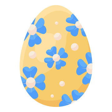 
Eggshell With Decorative Pattern, Easter Egg Flat Vector Icon
