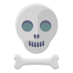 
Skull anatomy with bone, flat icon style
