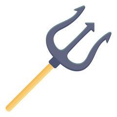 
A devil sword in flat design, trident vector 
