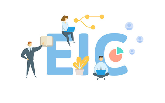 EIC, Earned Income Credit. Concept with keywords, people and icons. Flat vector illustration. Isolated on white background.
