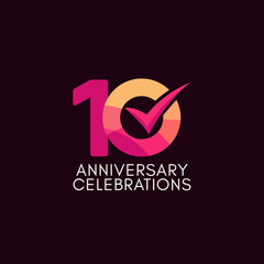 10 Years Anniversary Celebration Full Color Vector Template Design Illustration