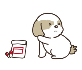 	薬を飲むのを嫌がる犬　シーズー