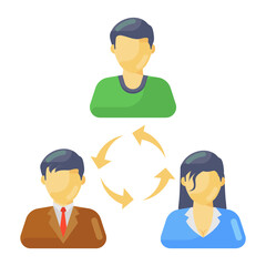 
Persons connected with arrows symbolizing team collaboration 
