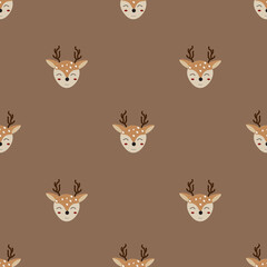 Cute Deer ilustration seamless pattern.Great for fabric,textile,wrapping paper,scrapbooking,kids and baby design print.