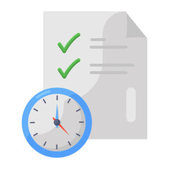 
Folded paper with clock symbolizing project deadline icon
