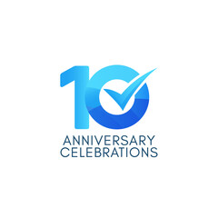 Fototapeta na wymiar 10 Years Anniversary Celebration Blue Gradient Vector Template Design Illustration